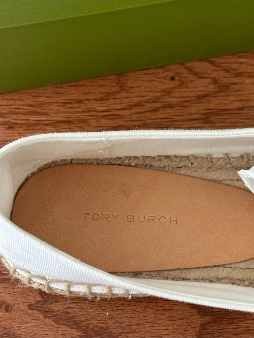 Tory Burch White & Beige Canvas Espadrilles